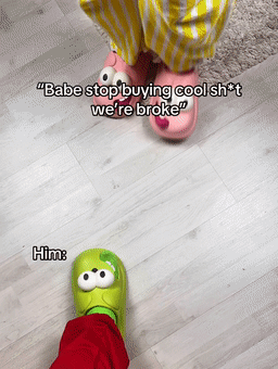 Two Kissing Slippers meeting together